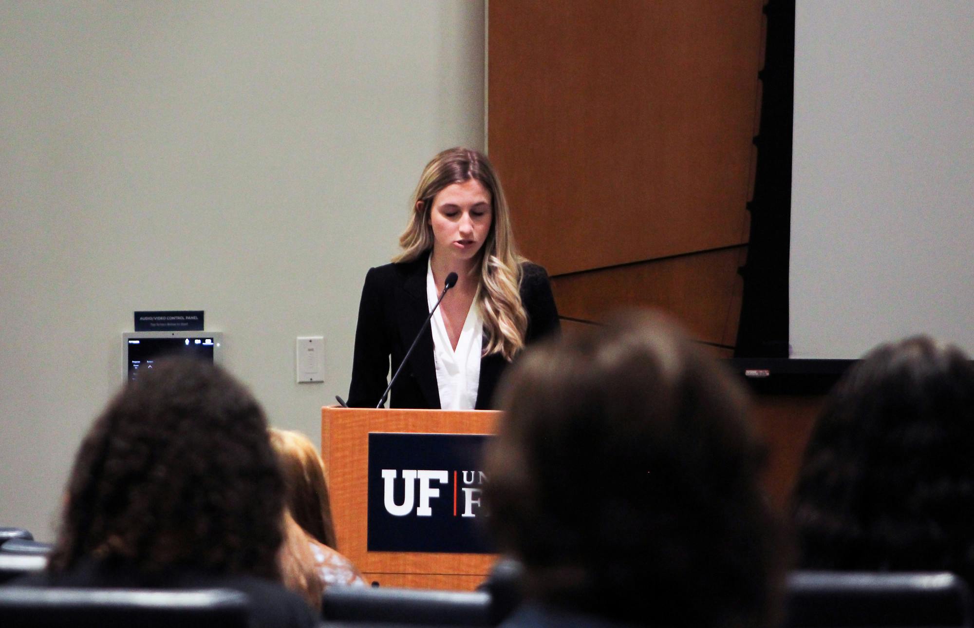 Student Body President Lauren Lemasters addresses student senators over pushes for her impeachment at the Senate meeting Tuesday, Nov. 8, 2022.