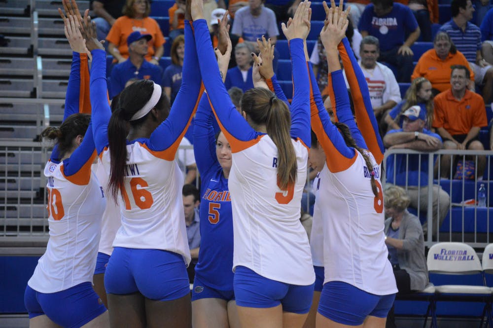 <p class="p1">The Florida volleyball team huddles prior to its 3-2 loss to Florida State in the second round of the NCAA Tournament. Florida opens its season today against Georgia Southern in the Active Ankle Challenge.</p>