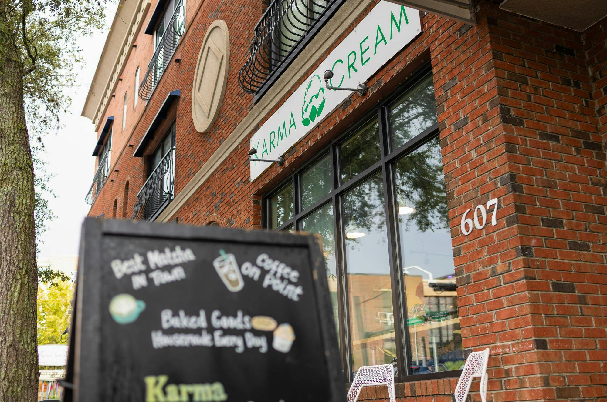Karma Cream’s brick storefront in Gainesville, Fla., Tuesday, Aug. 25, 2026. 