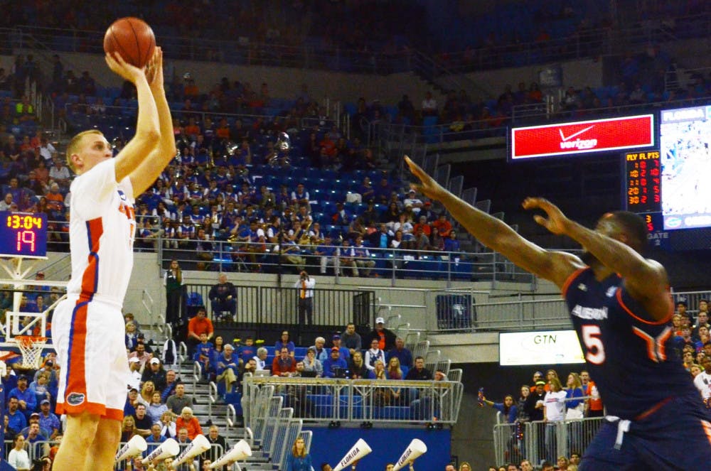 Alex Murphy attempts a layup during Florida's win against Auburn on Thursday in the O'Connell Center.