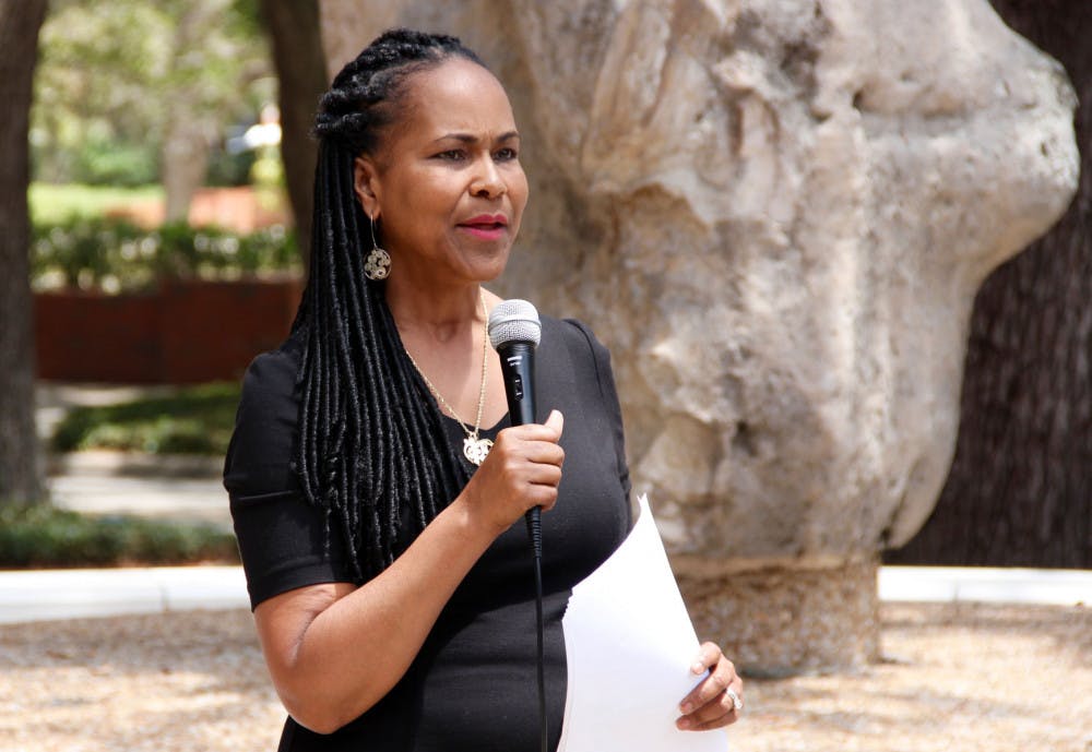 Patricia Hilliard-Nunn, an adjunct associate professor for UF's department of African American studies addresses ways in which black students and faculty want increased presence on campus. Some of the priorities she listed include actively recruiting 500 more black students, increasing the number of black faculty and establishing a department of minority affairs at the university.
&nbsp;