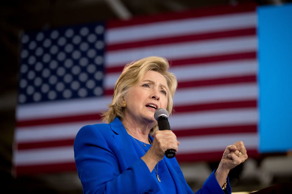 Democratic presidential candidate Hillary Clinton speaks at a rally at Johnson C. Smith University in Charlotte, N.C., Thursday, Sept. 8, 2016.
