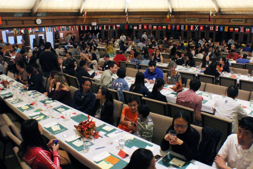 The sanctuary at Creekside Community Church, located at 2640 SW 39th Ave., is packed to the brim for the Thanksgiving Banquet for Internationals on Saturday. International students and scholars from UF were invited to share a Thanksgiving meal.