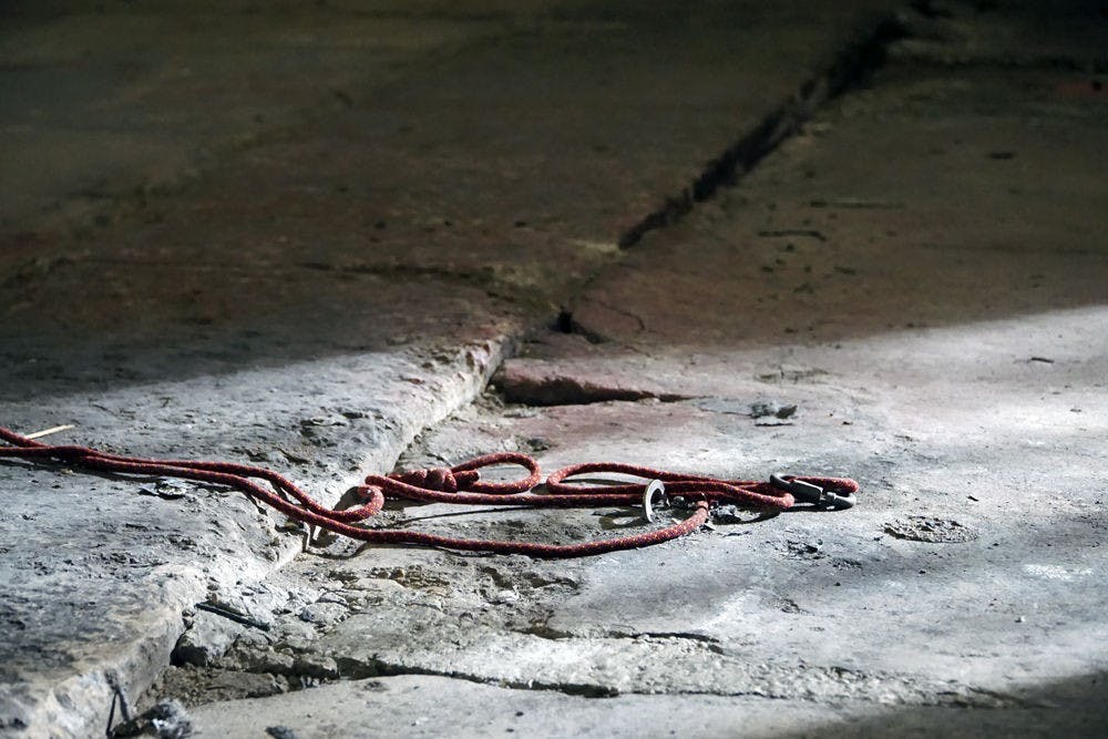 Other portions of the concrete slab foundation show signs of deterioration in need of repair.