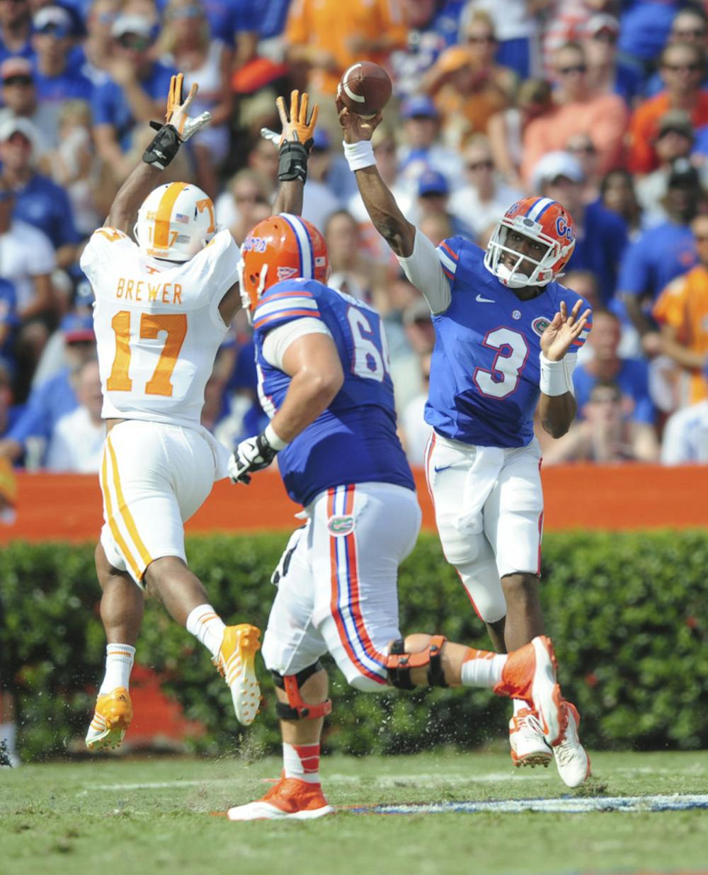 <p>Tyler Murphy took over at quarterback for the injured Jeff Driskel and completed 8 of his 14 passes for 134 yards and a touchdown Saturday against Tennessee.</p>