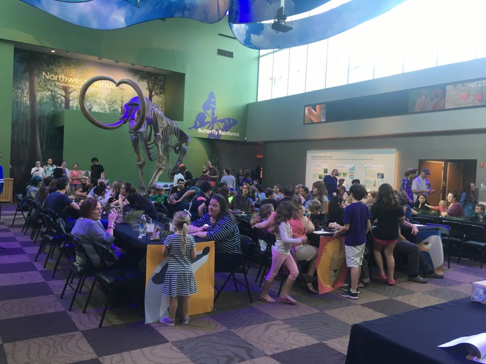 One of the museum's galleries was decorated with four tables, one for each house, to recreate the Great Hall in "Harry Potter." 