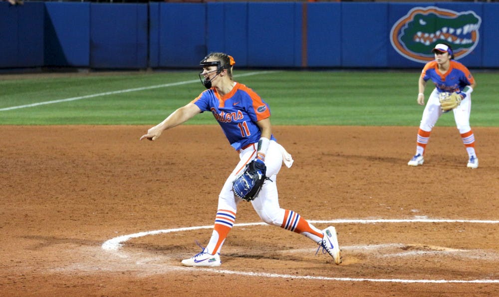 <p>Junior Kelly Barnhill allowed just her second earned run of the season in her complete game against Maryland Friday. </p>