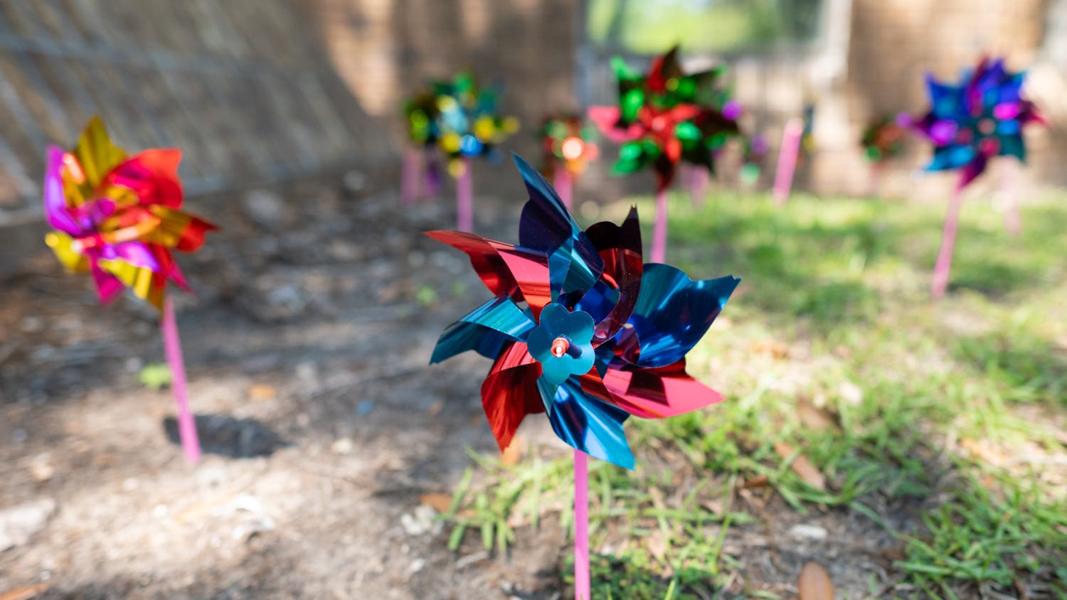 Pinwheels displayed at Child Advocacy Center on Saturday, April 6, 2024.
