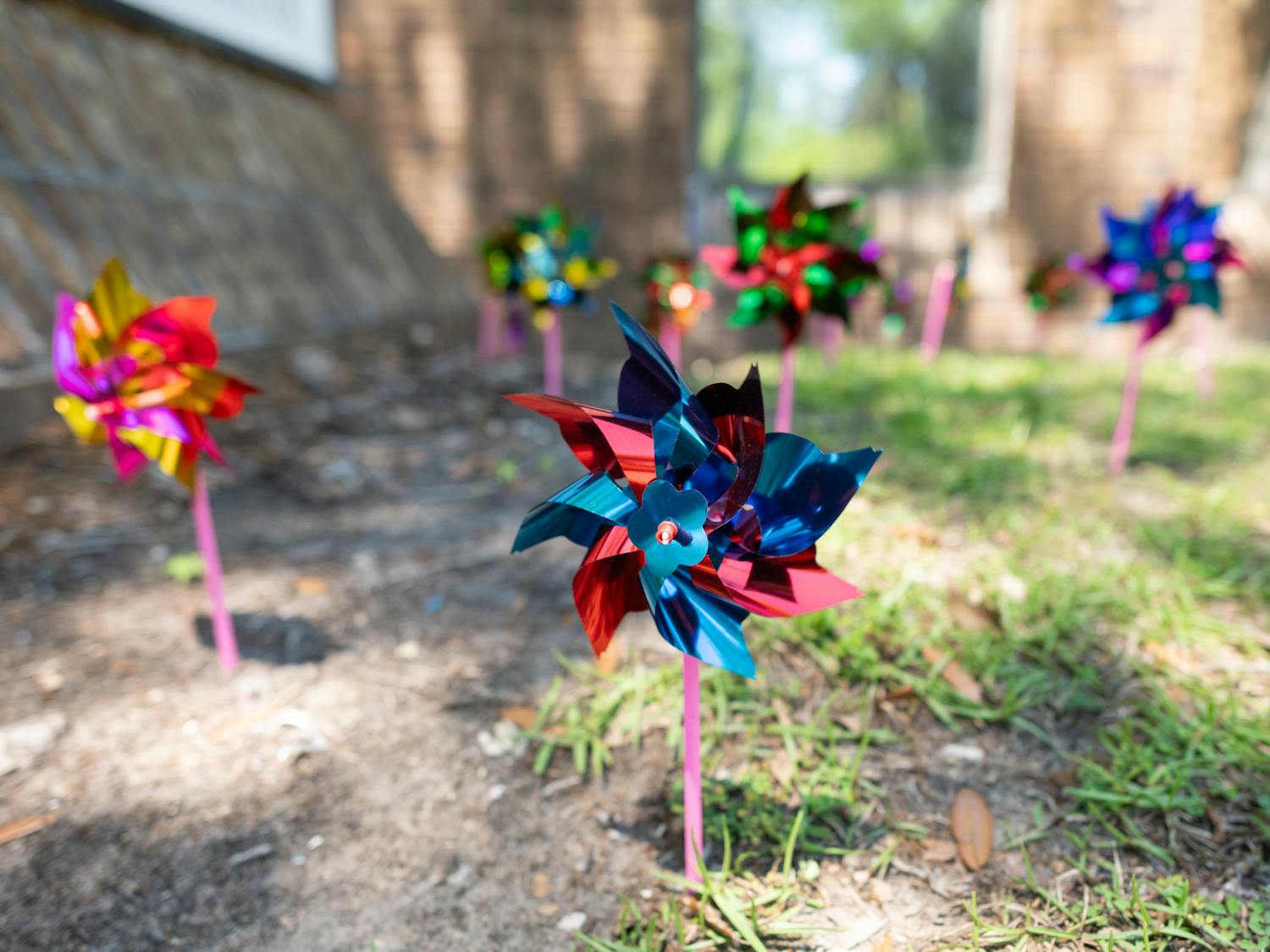 Pinwheels displayed at Child Advocacy Center on Saturday, April 6, 2024.