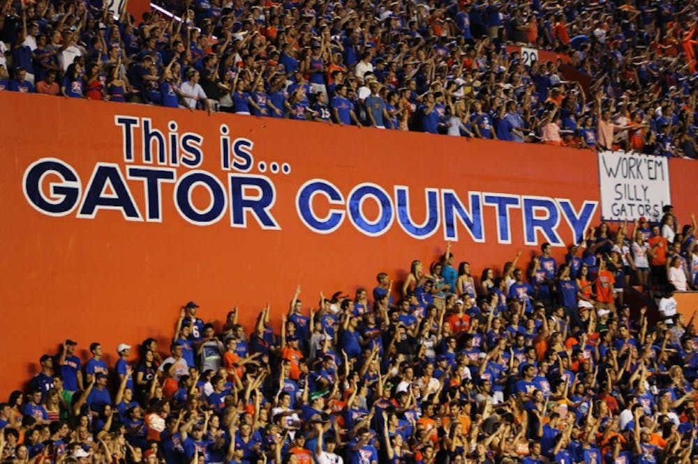 <p>Students cheer for the Gators during the Florida Atlantic game on Sept. 3, 2011 at Ben Hill Griffin Stadium. Florida beat Florida Atlantic 41-3.</p>