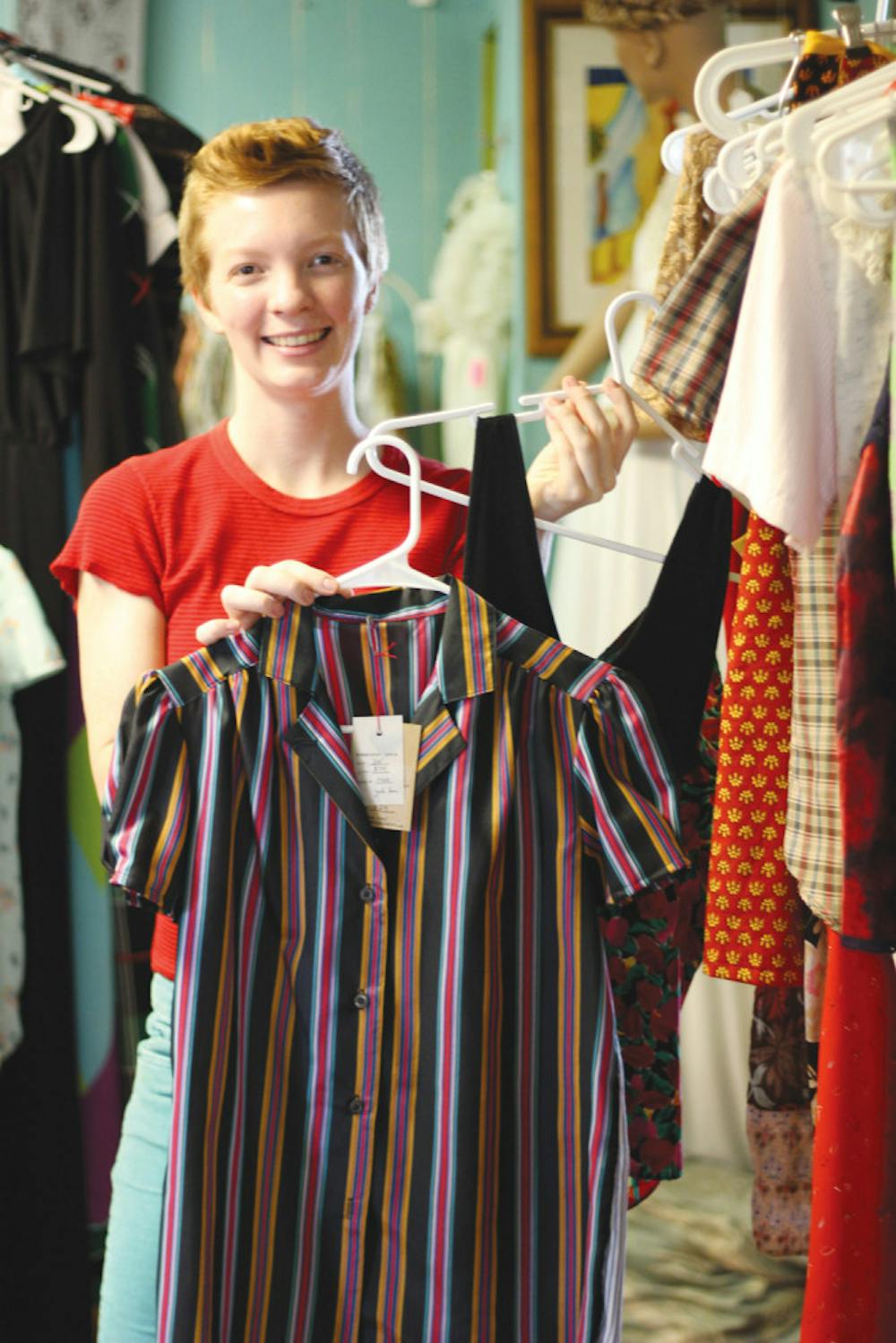 <p>Cori Kate sells her upcycled clothing line, GOSH DARN, at The Eclectic Co. Vintage &amp; Resale Shop.</p>