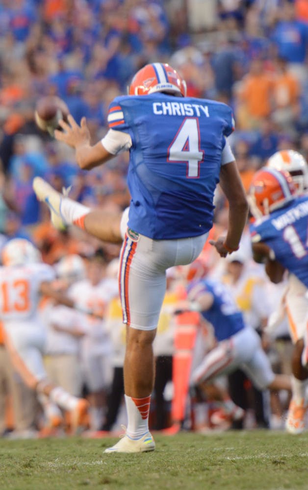 Kyle Christy punts the ball during Florida’s 31-17 victory against Tennessee on Saturday in Ben Hill Griffin Stadium.