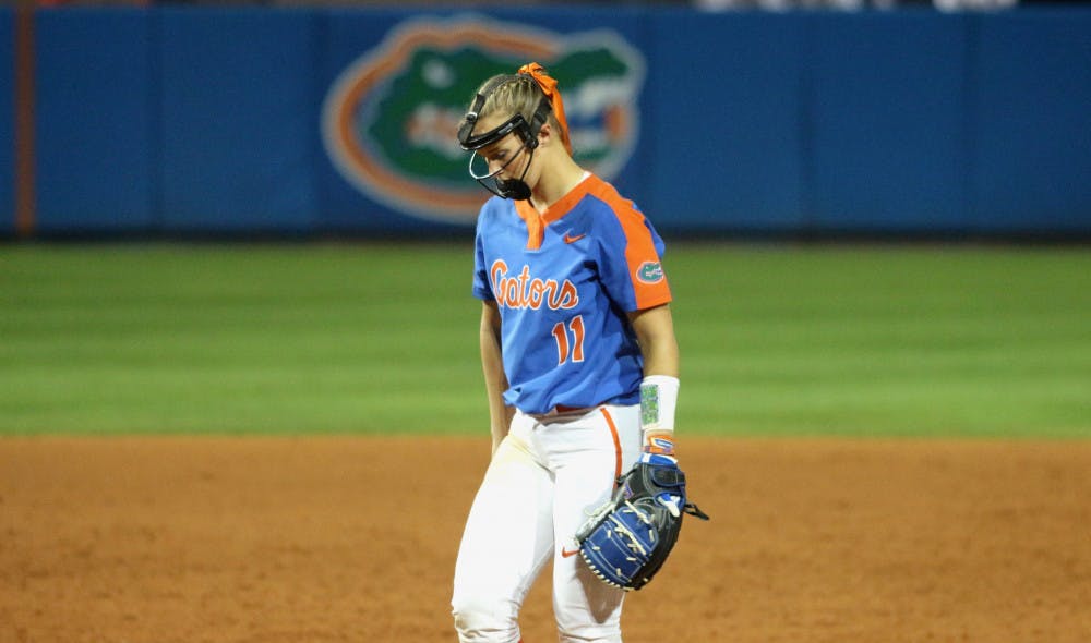 <p dir="ltr"><span>UF pitcher Kelly Barnhill recorded her 13th win of the season with 111 pitches against Texas A&amp;M, allowing only two hits while striking out 12 batters. "<span><span>She doesn’t try to overtalk to herself. She doesn’t try to overdo it,” Walton said.</span></span></span></p>