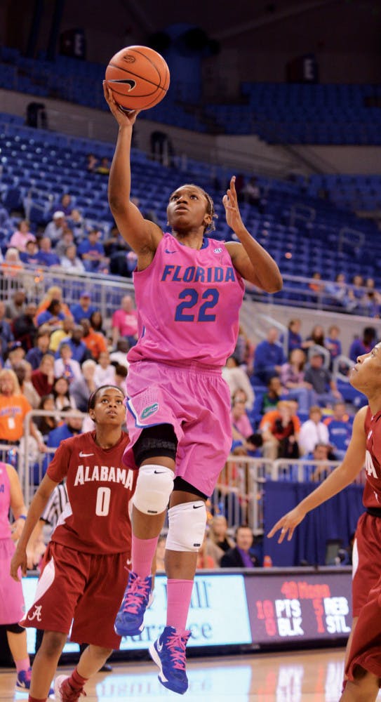 Kayla Lewis (22) shoots during Florida’s 87-54 win against Alabama on Feb. 3 in the O’Connell Center.
