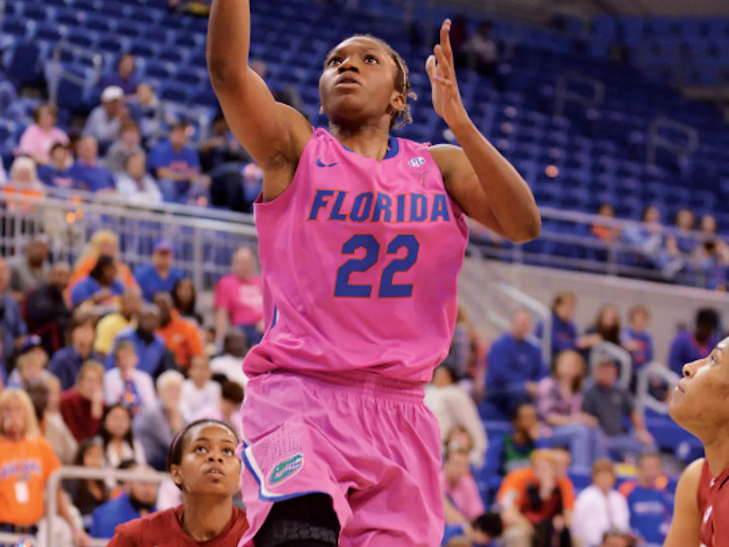 Kayla Lewis (22) shoots during Florida’s 87-54 win against Alabama on Feb. 3 in the O’Connell Center.