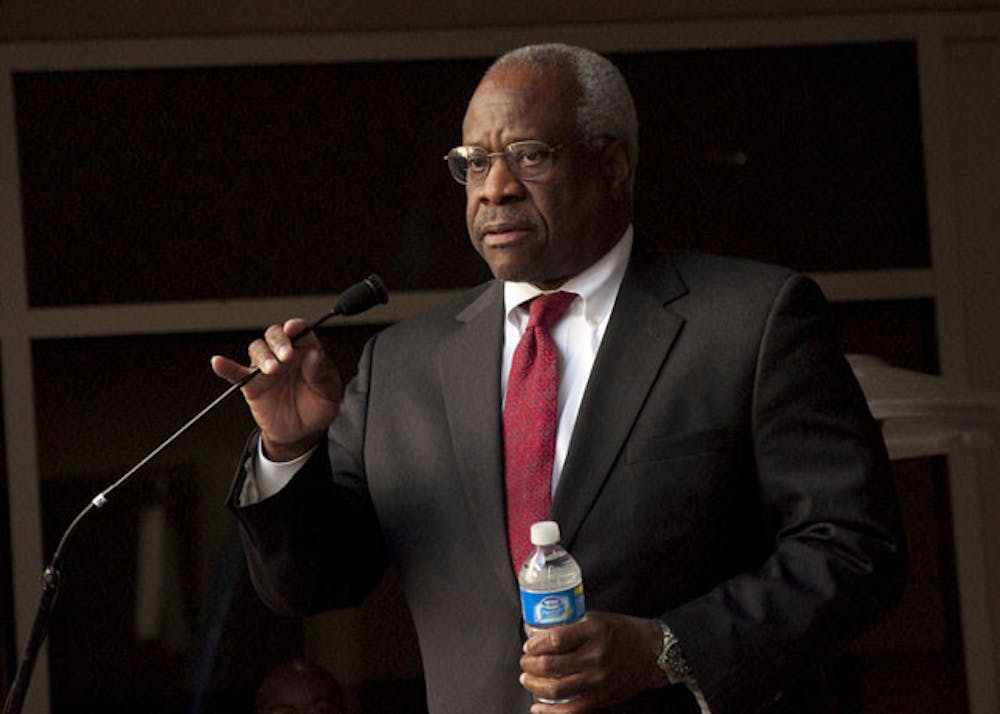 <p>Supreme Court Justice Clarence Thomas speaks at the UF Levin College of Law on Thursday, Feb. 4, 2010.</p>