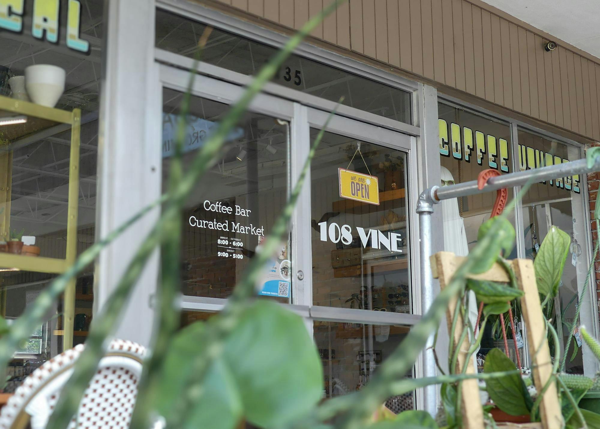 108 Vine, a local coffee shop near campus, offers craft espresso selection, a vintage gift shop and a cozy, plant-filled space for customers to relax on Thursday, Aug. 28, 2025. 