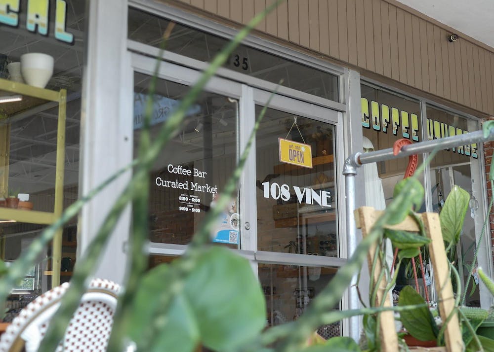 <p>108 Vine, a local coffee shop near campus, offers craft espresso selection, a vintage gift shop and a cozy, plant-filled space for customers to relax on Thursday, Aug. 28, 2025. </p>