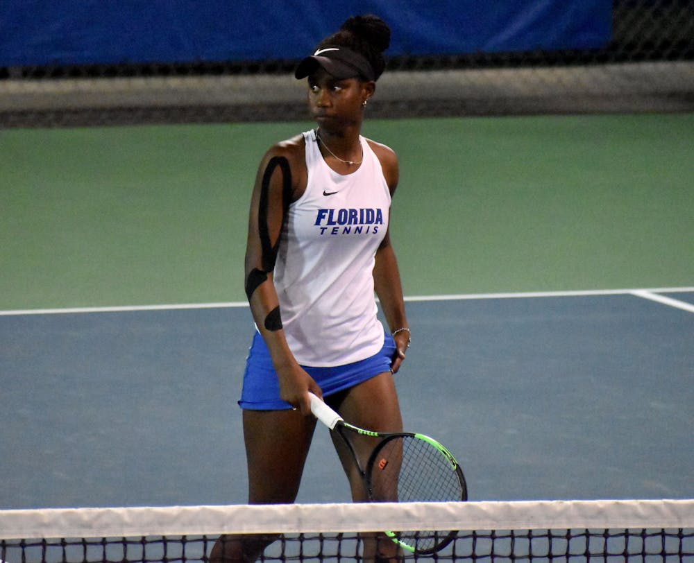<p>Florida senior Marlee Zein on the court during a match against UCF on Feb. 9, 2021. The No. 16 Gators surpassed Vanderbilt on the road Sunday, 6-1.</p>