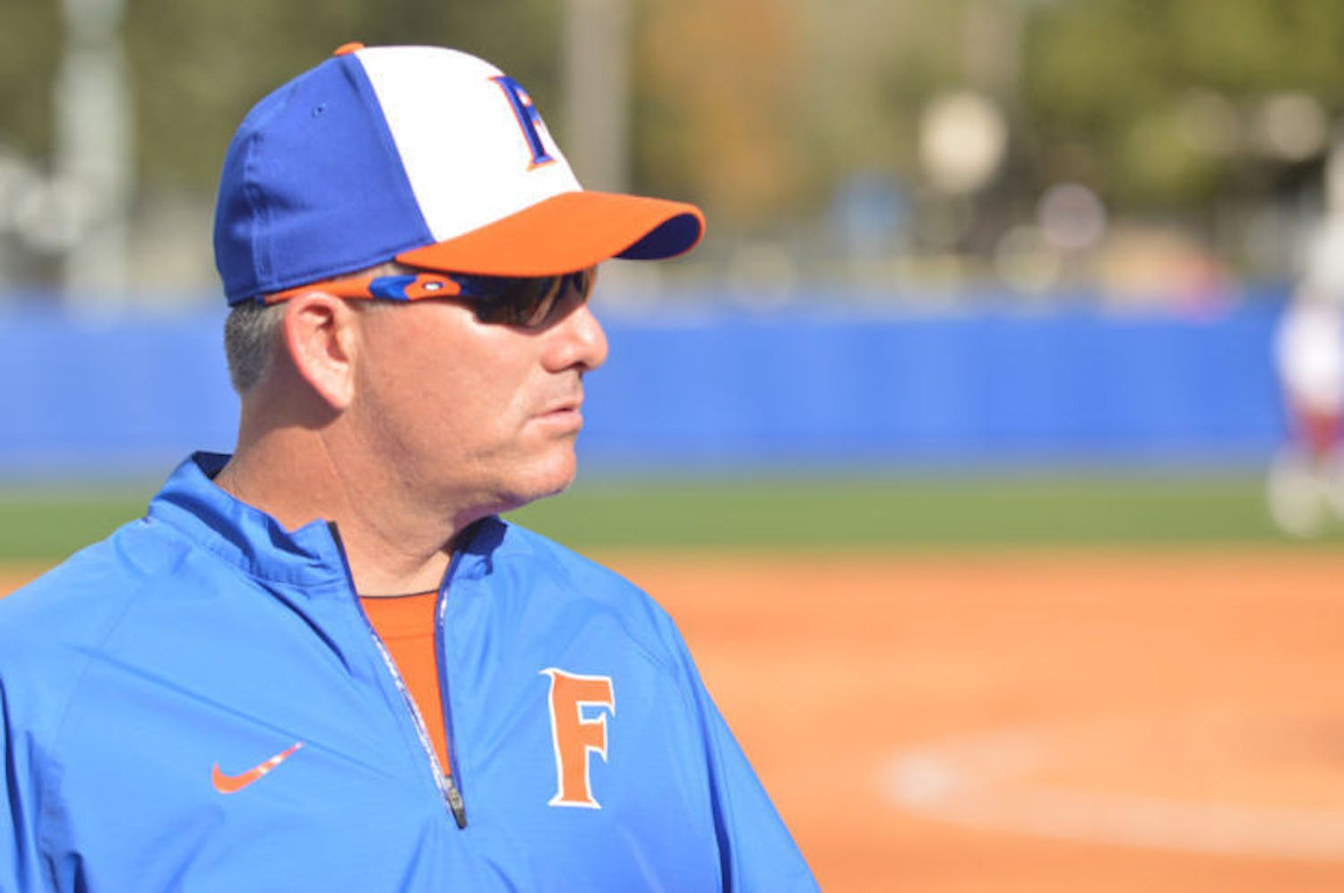 Tim Walton looks on during Florida’s 8-0 win against Indiana on Feb. 22 at Katie Seashole Pressly Stadium. Walton and UF begins the NCAA Tournament on Friday.