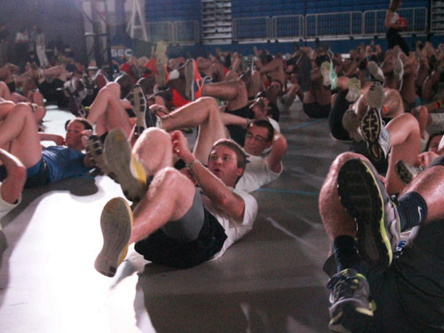 UF students show their intensity at the Nike Fuel Your Team Intensity #COUNTS workout in the Stephen C. O’Connell Center in March 2013.
