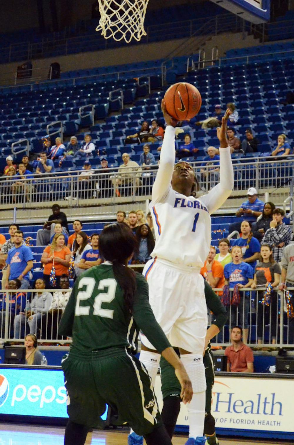 <p>Ronni Williams goes up for a layup during Florida's 84-73 win against Jacksonville on Nov. 14 in the O'Connell Center</p>