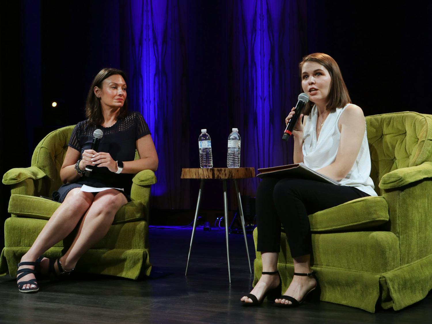 Florida Commissioner of Agriculture Nikki Fried discusses the democratic platform for reproductive rights with congressional nominee Danielle Hawk in Gainesville, Saturday, Sept. 24, 2022.