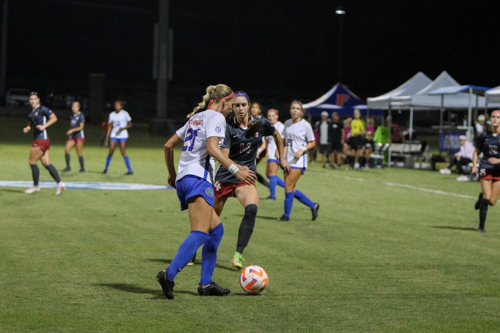 Florida sophomore defender Madison Young controls possession during the Gators' match with Arkansas Thursday, Oct. 6, 2022. 