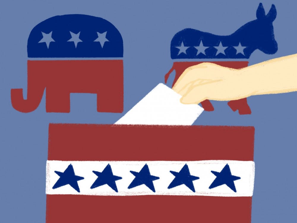 Graphic of a person dropping a ballot into a box