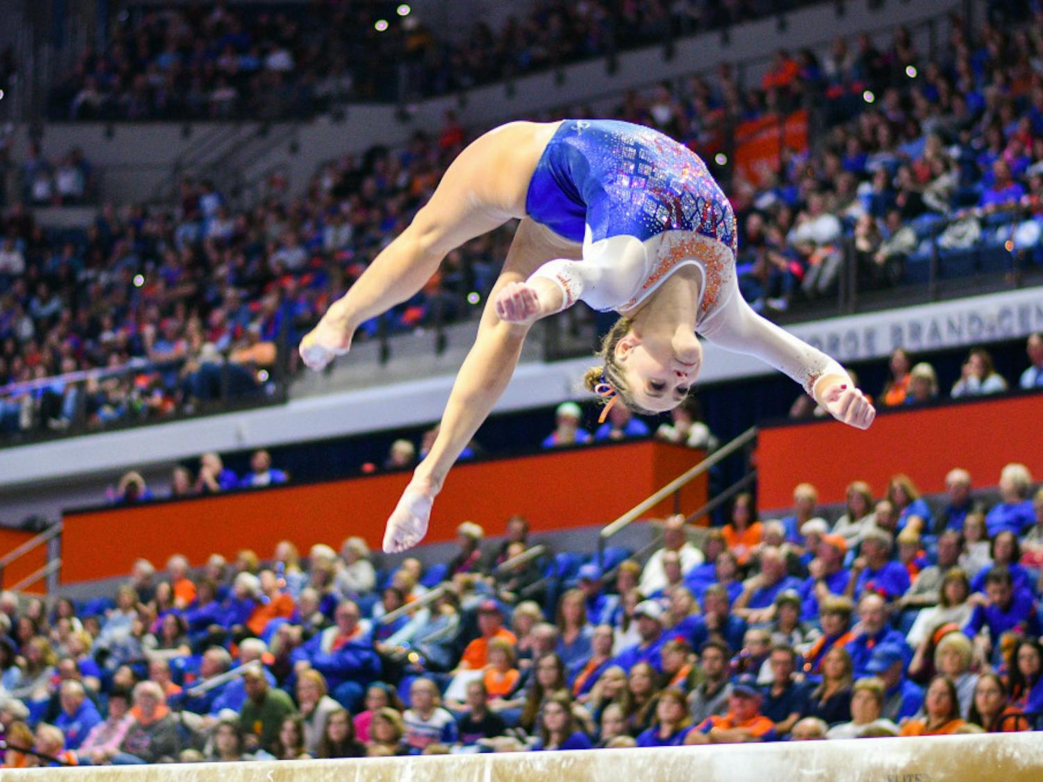 UF gymnast Rachel Gowey scored a meet-high 9.925 on the beam against LSU.