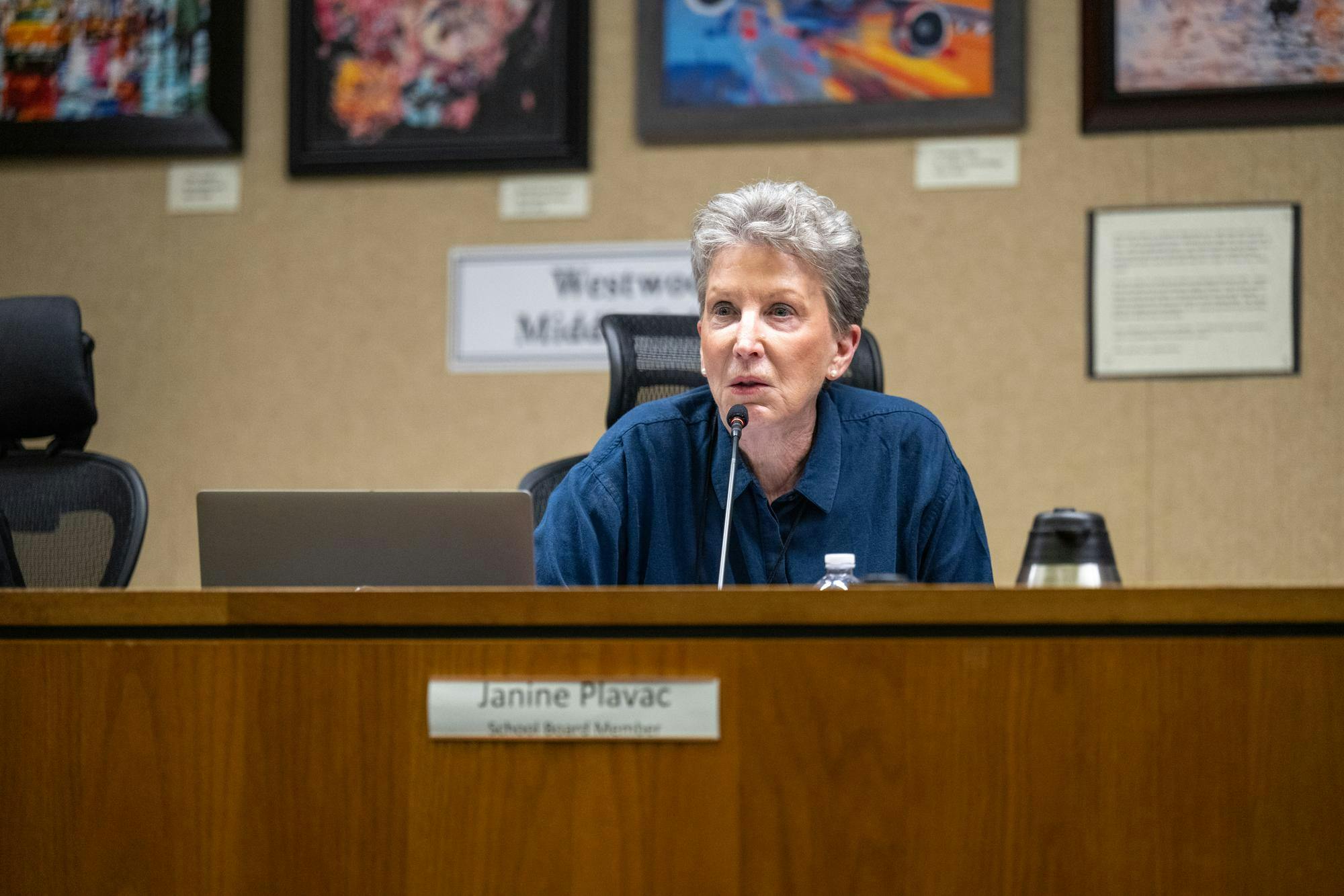 New Alachua County Public Schools board member Janine Placvac speaks during a board meeting on Tuesday, April 15, 2025, in Gainesville, Fla.