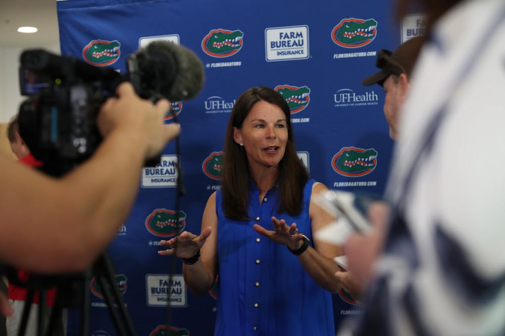 <p>Head coach Samantha Bohon during her introductory press conference May 16, 2022. Photo provided by the UAA // Chloe Hyde.</p>