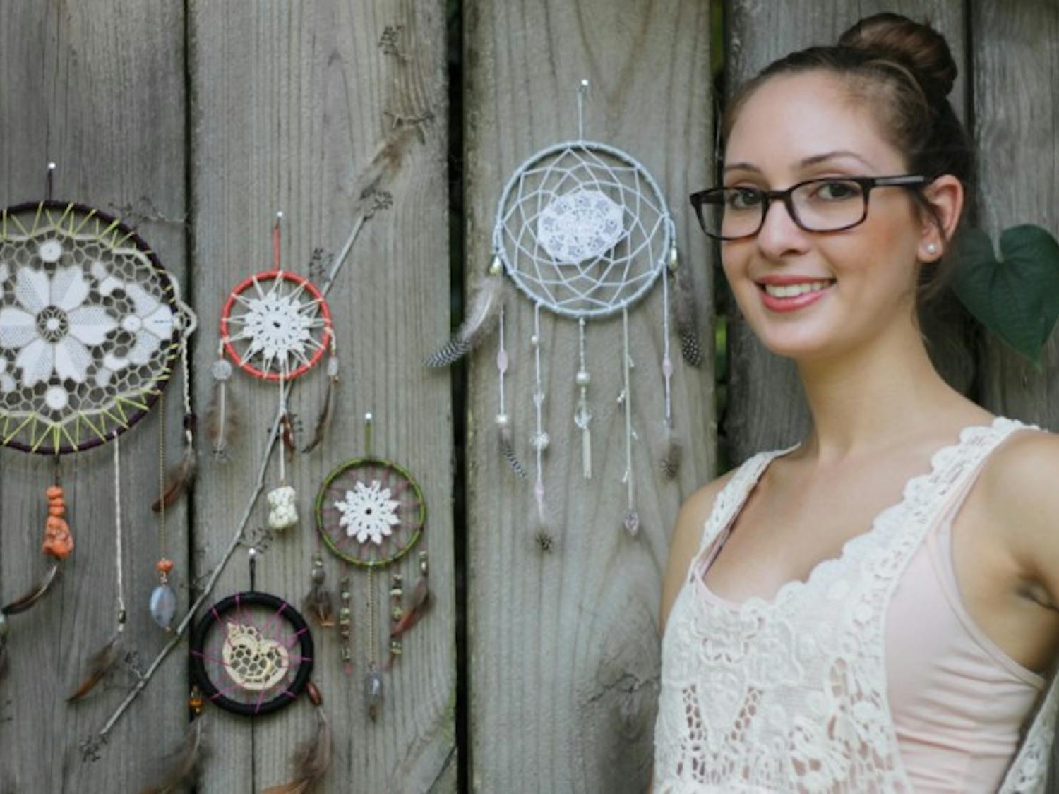 Victoria Miller, a 21-year-old art history senior, makes and sells dreamcatchers out of vintage doilies on the popular handmade goods marketplace, Etsy.com, under the name “REVIVE by Victoria.”