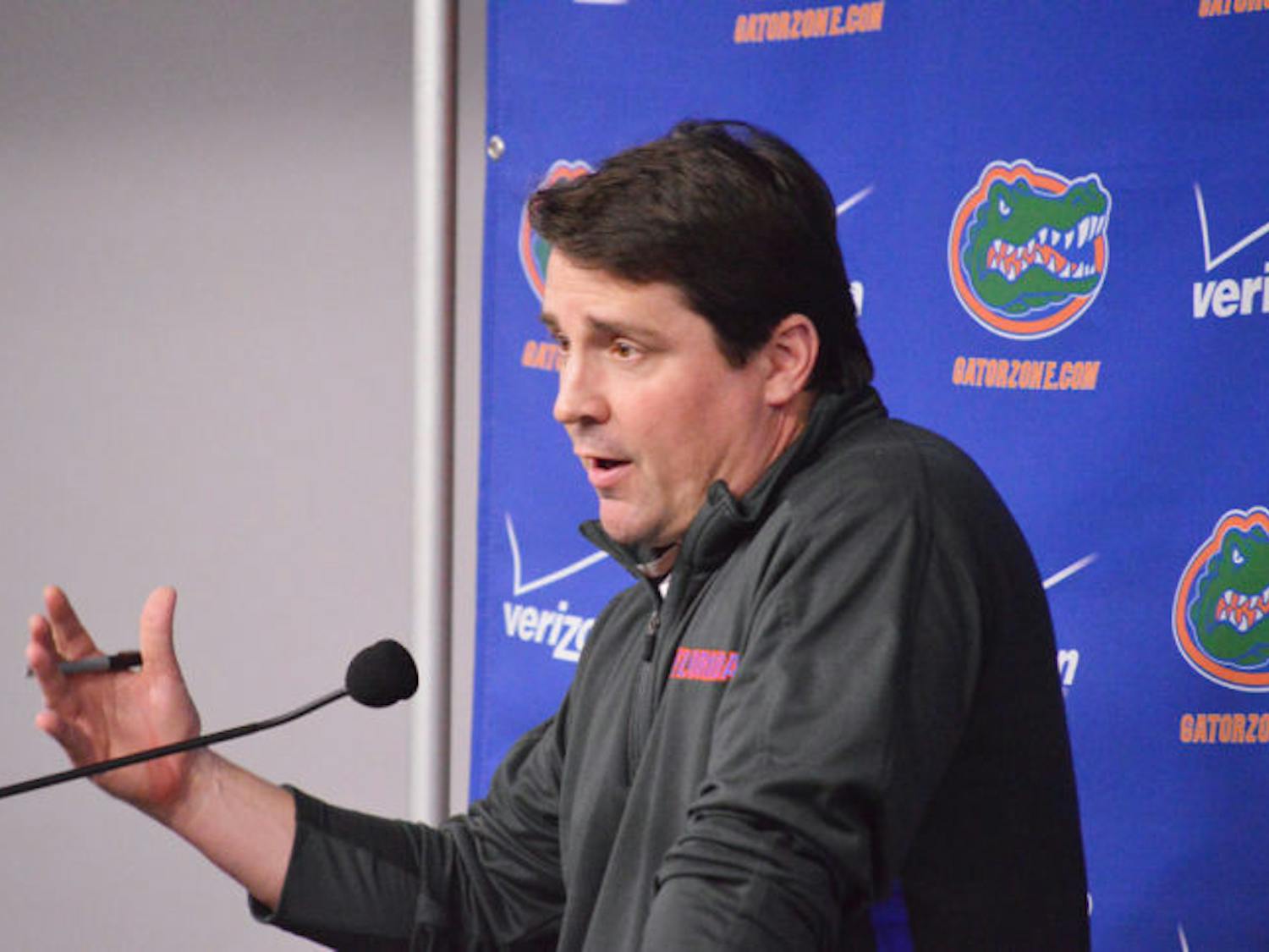 Will Muschamp speaks at a press conference in Ben Hill Griffin Stadium on Jan. 13. UF hosted Friday Night Lights on Friday for its top prospects.
&nbsp;