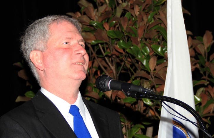 Gainesville Mayor Craig Lowe speaks at the State of the City address on Tuesday afternoon at the Hippodrome State Theatre.