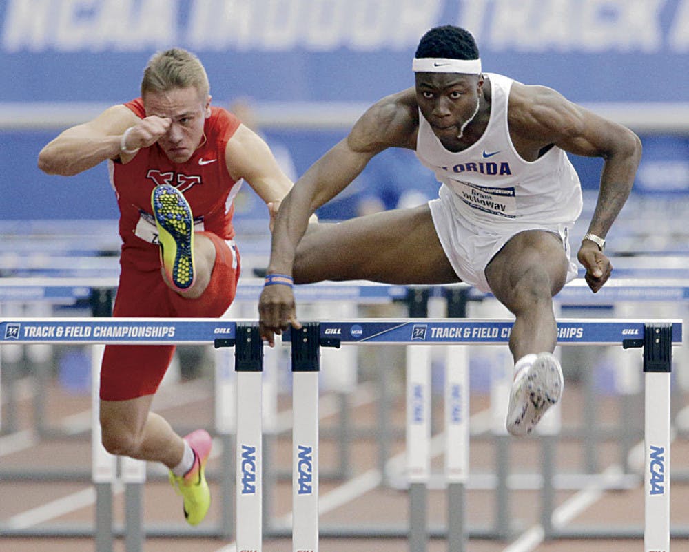 <p>Sophomore hurdler Grant Holloway was one of the many UF track and field athletes who were named All-Americans.</p>