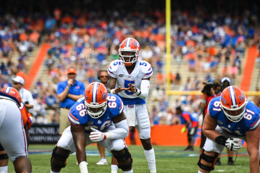 <p><span id="docs-internal-guid-122ef6b3-7fff-309b-7d68-a801fc185c08"><span>Center Nick Buchanan (66) is the sole returning starter on UF's offensive line, which gave up just 18 sacks in 13 games last year.</span></span></p>
