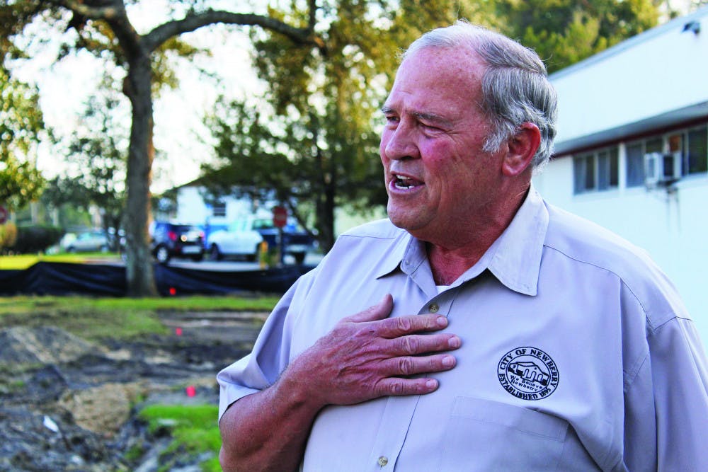 Newberry Mayor Bill Conrad gives a speech during the groundbreaking of the city of Newberry's Fire Station Expansion and Renovation Project.