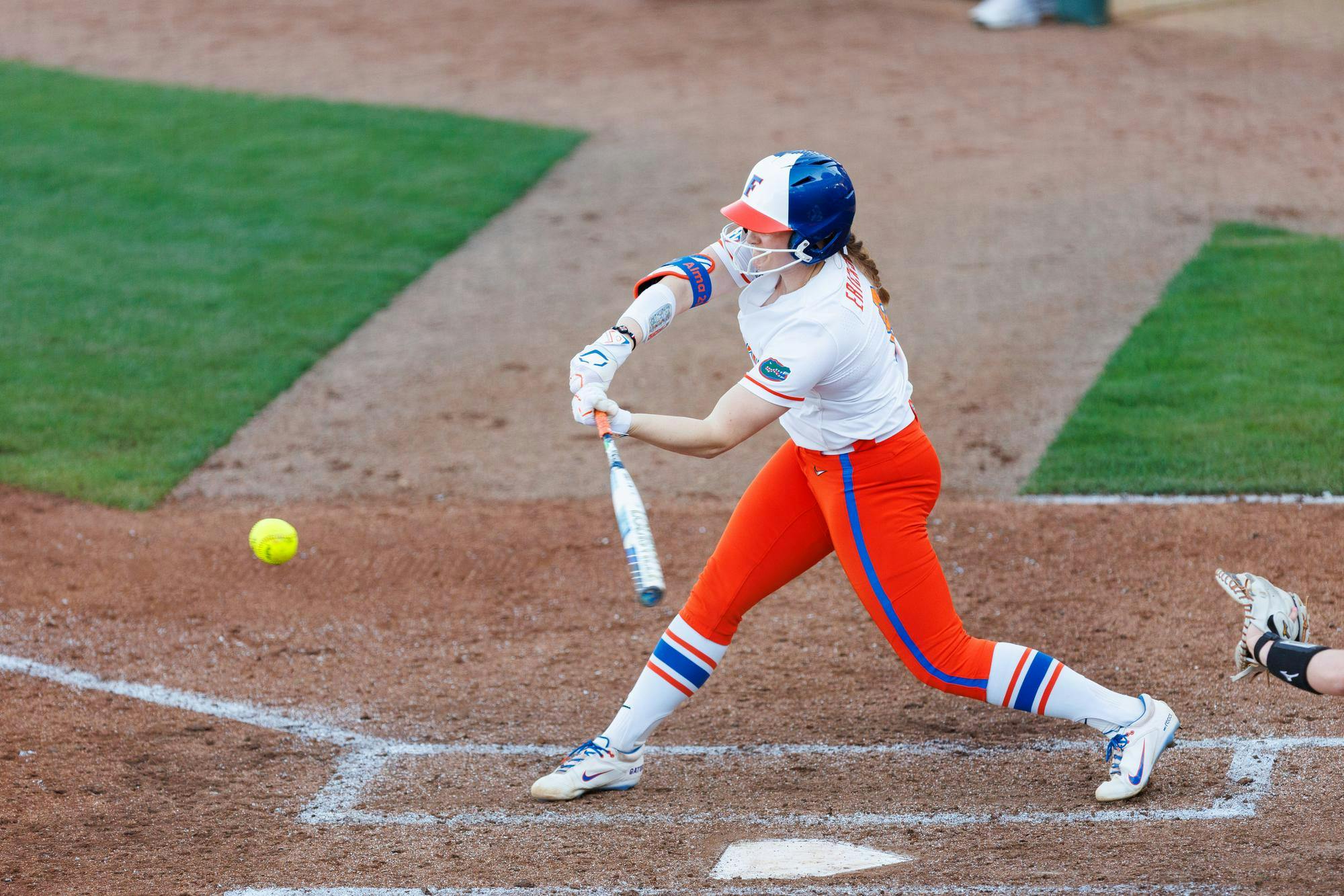 Florida Gators catcher Jocelyn Erickson swings during an NCAA softball game against Marshall, Friday, Feb. 13, 2026, in Gainesville, Fla.