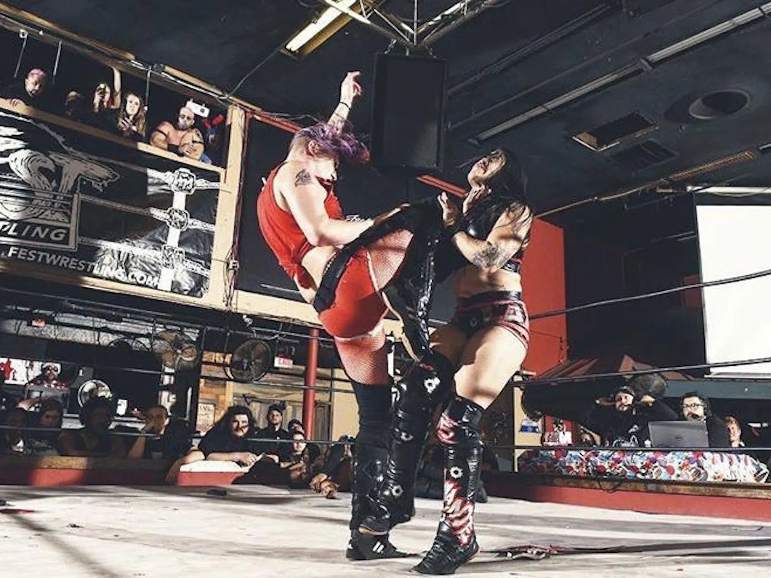 Jamie Senegal (left) wrestling in a FEST Wrestling event in December.