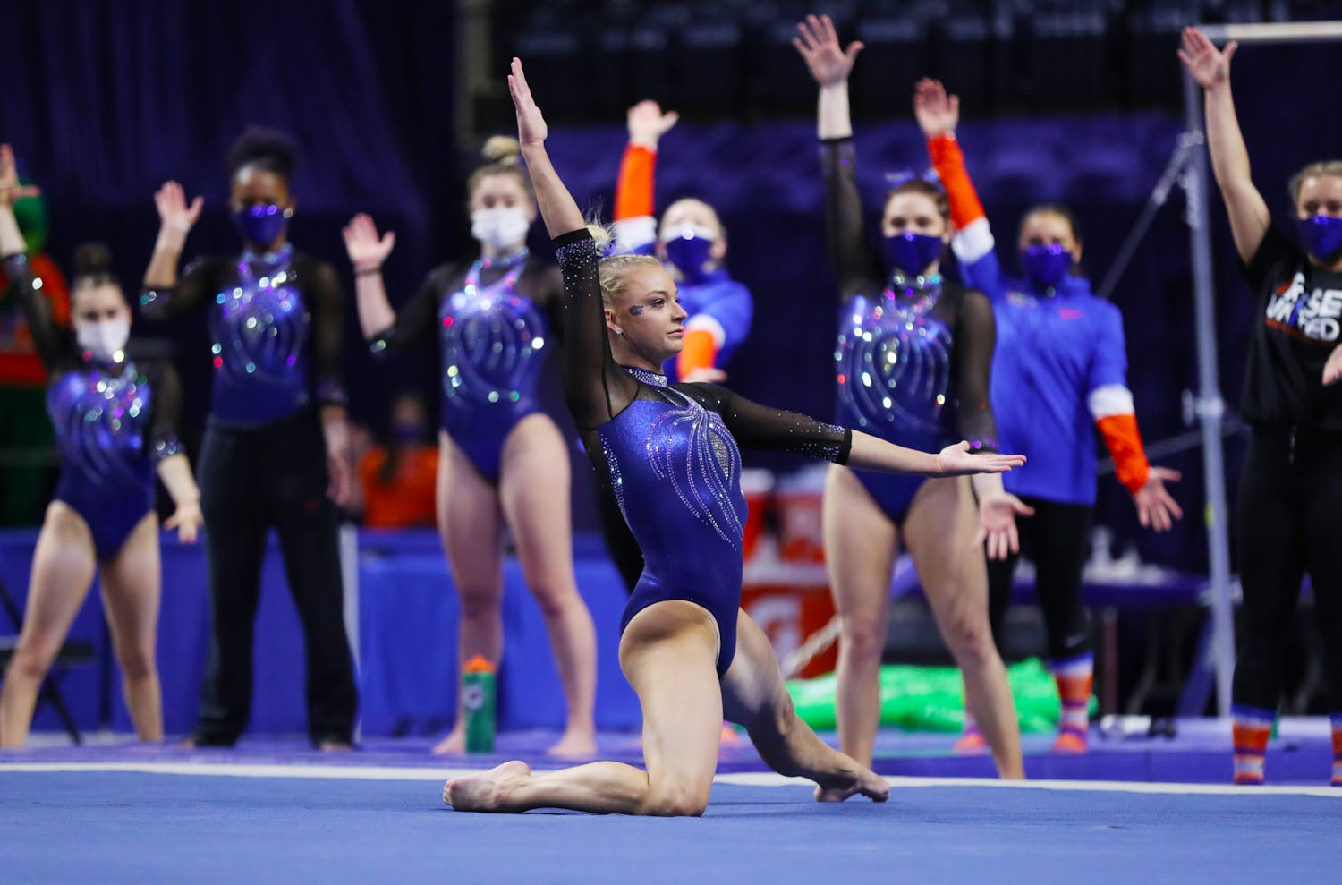 Florida gymnast Alyssa Baumann during the Gators&#x27; meet against the Georgia Bulldogs on Friday, January 15, 2021 at Exactech Arena at the Stephen C. O&#x27;Connell Center in Gainesville, FL / UAA Communications photo by Hannah White
