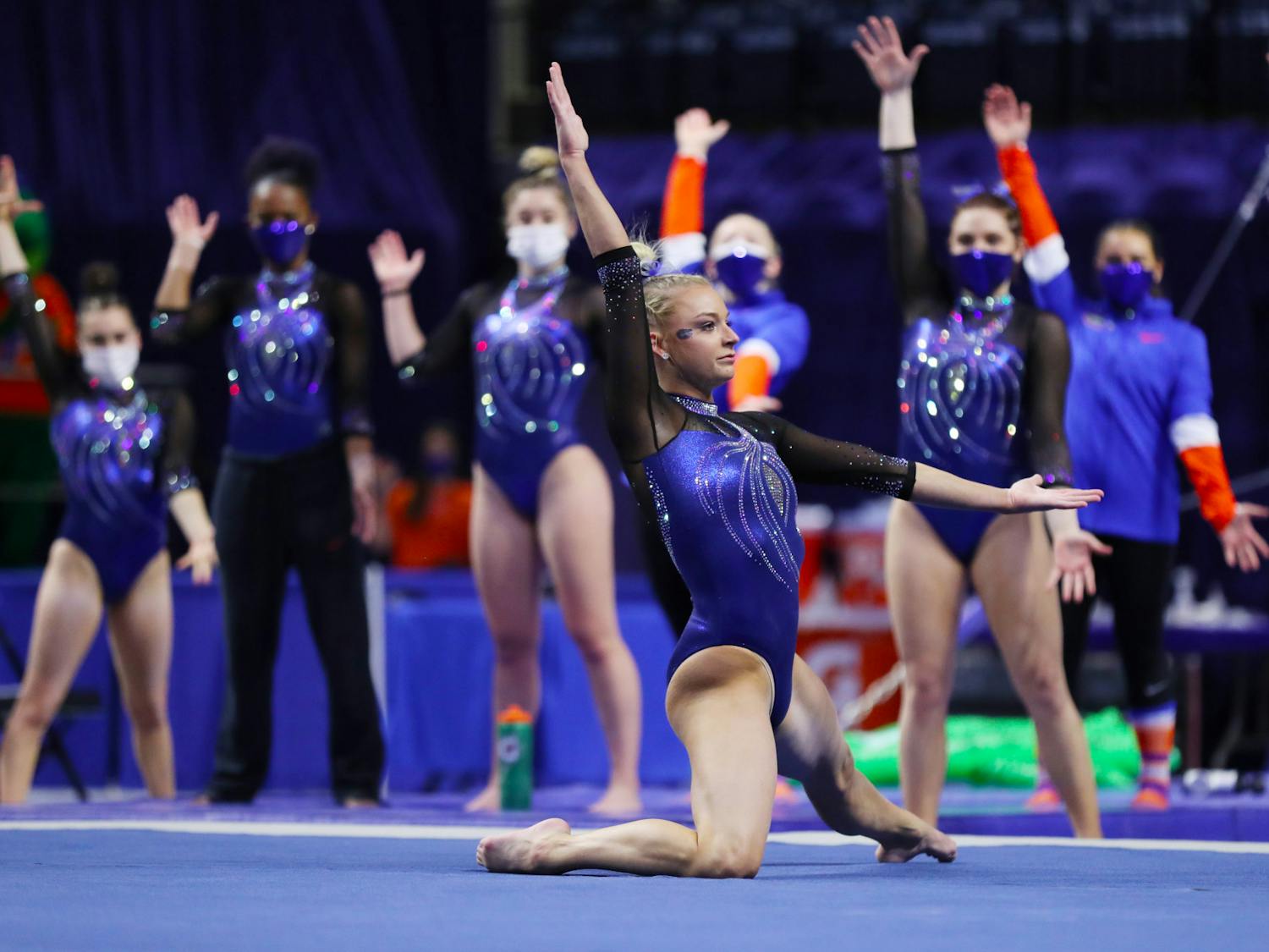 Florida gymnast Alyssa Baumann during the Gators&#x27; meet against the Georgia Bulldogs on Friday, January 15, 2021 at Exactech Arena at the Stephen C. O&#x27;Connell Center in Gainesville, FL / UAA Communications photo by Hannah White