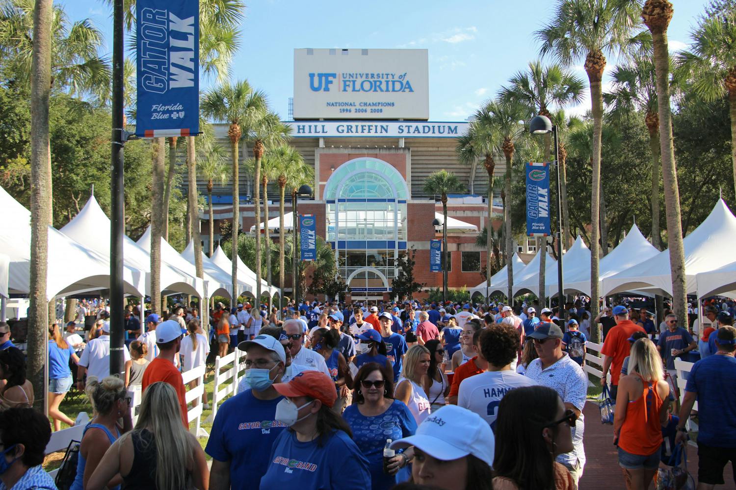 Fans gathered outside Ben Hill Griffin Stadium on Saturday, Sept. 4, 2021 for the first full-capacity home game since 2019.