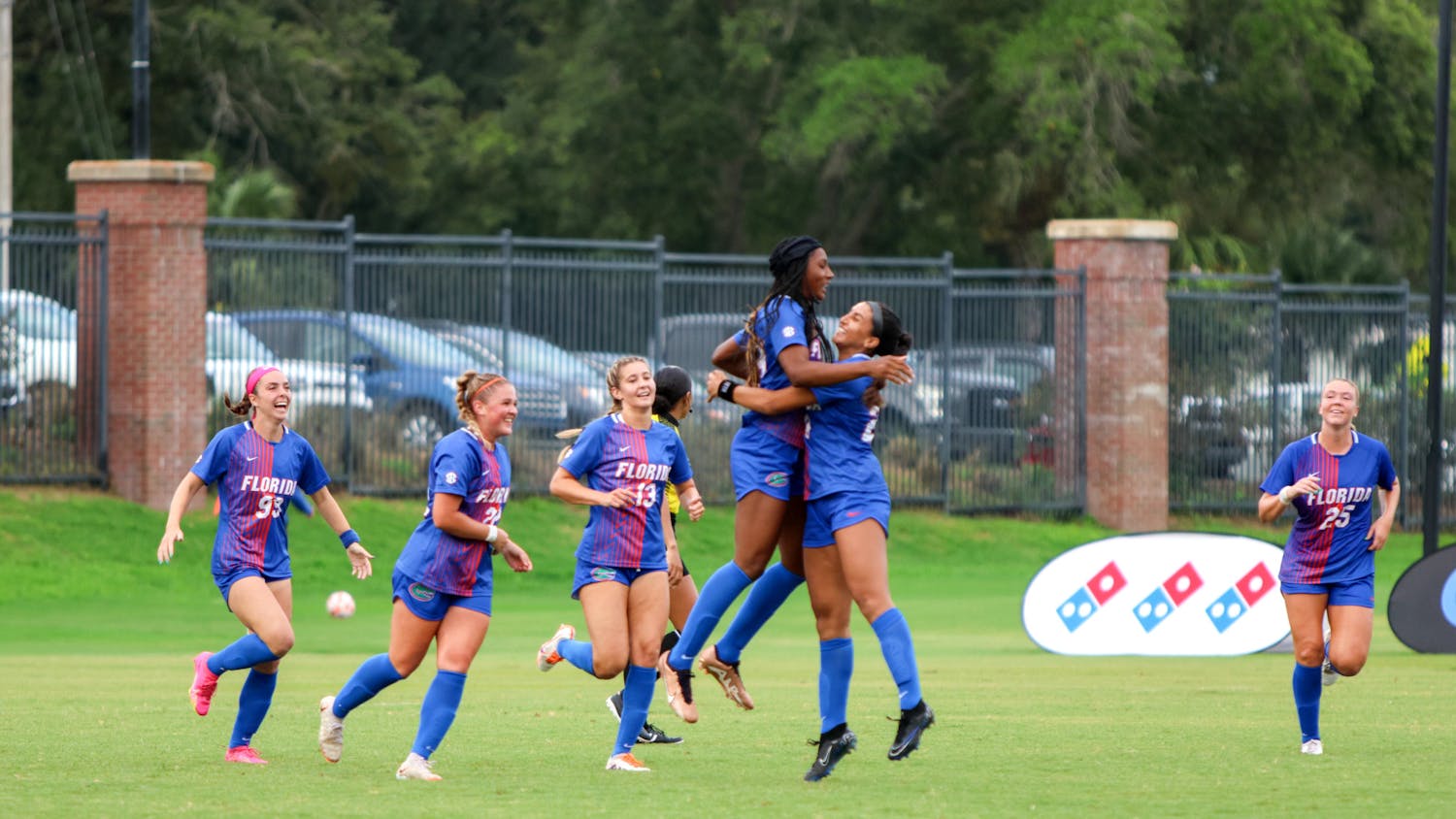 Florida freshman Lena Bailey celebrates after scoring a goal against the Maryland Terrapins in a 1-0 win Sunday, Aug. 20, 2023. 
