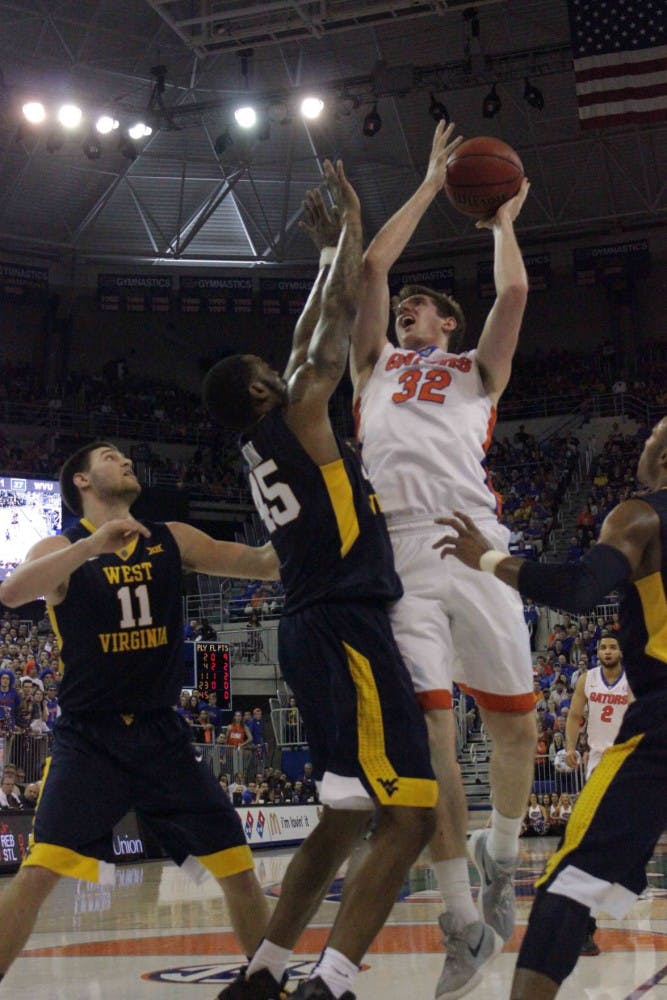 Schuyler Rimmer goes for a layup during Florida’s win over West Virginia on Jan. 30, 2016, in the O’Connell Center.
