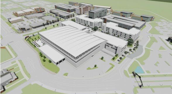 An illustration of the proposed sports center at Celebration Pointe.