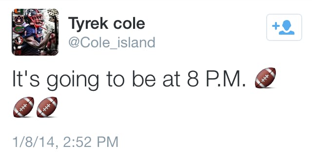 Tyrek Cole announced over Twitter when he would verbally commit to a school.