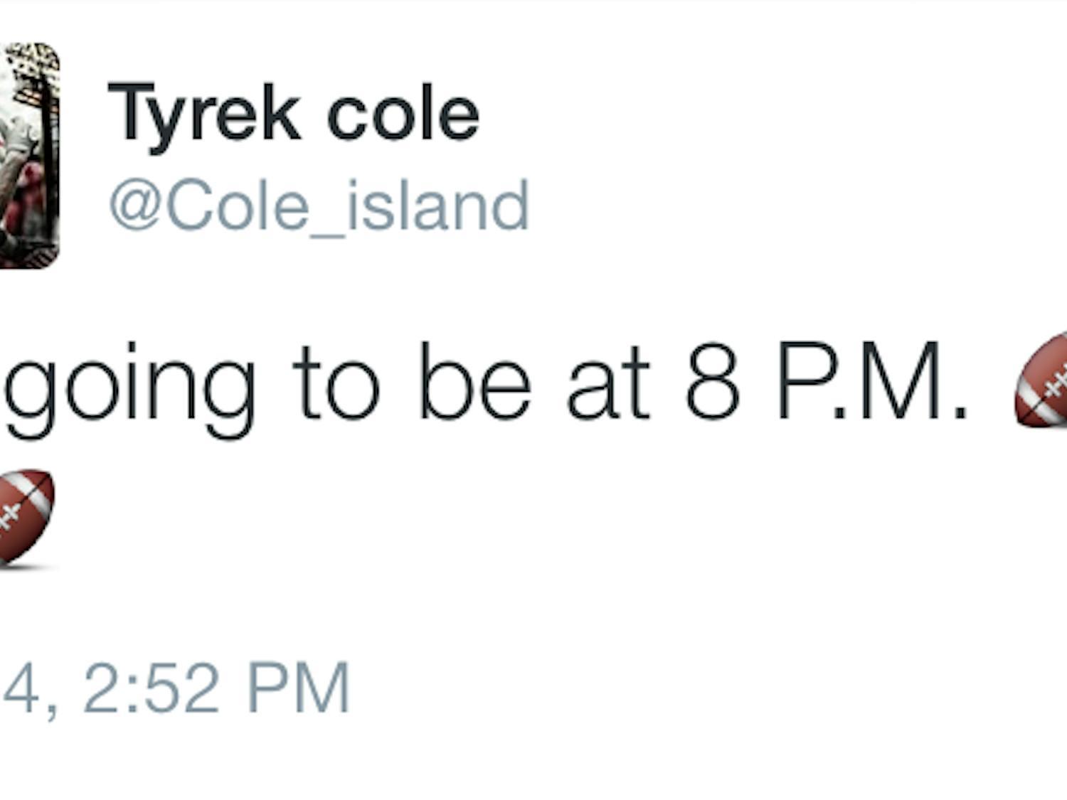 Tyrek Cole announced over Twitter when he would verbally commit to a school.