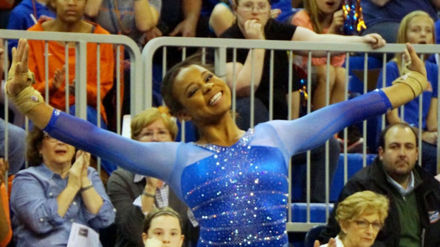 Kennedy Baker performs her floor exercise during Florida's 197.60-196.950 win against Georgia on Friday in the O'Connell Center.