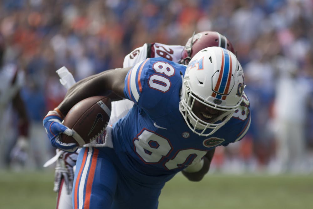 <p>Tight end C'yontai Lewis caught seven passes for 42 yards and a touchdown last season for the Gators. </p>